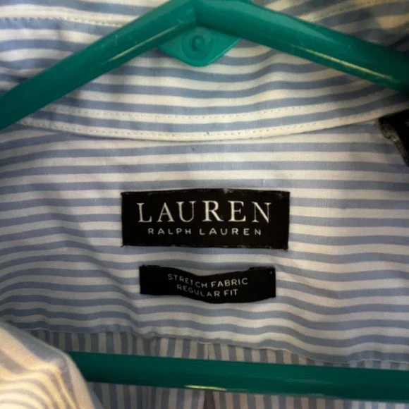 Lauren Ralph Lauren Striped Button-Up Shirt Menswear Dress Shirt Blue White L - Picture 6 of 7
